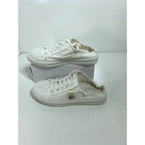 White Canvas Tennis Shoes Size 40 The toping 110 Denim Frayed Edges